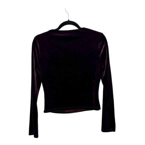 ASTR Elegant Velvet Long Sleeve Deep Burgundy Blouse MEDIUM - Picture 3 of 4